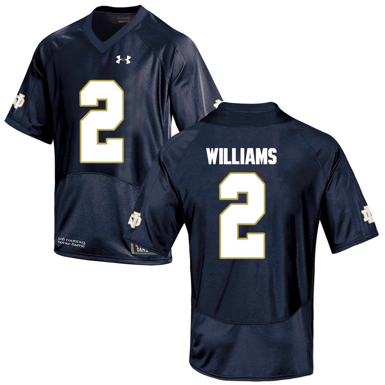 Men Norte Dame Fighting Irish 2 Williams Navy Blue Customized NCAA Jerseys